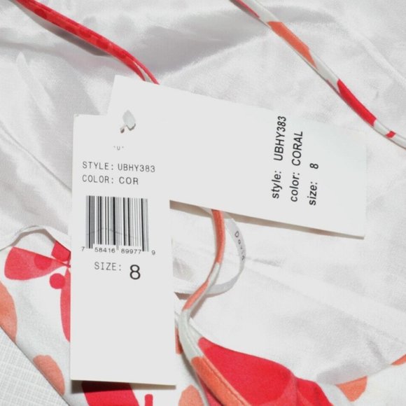 DAVID MEISTER NEW NWT SZ 8 M MEDIUM WHITE CORAL MINI HALTER SUMMER DRESS - Picture 5 of 9